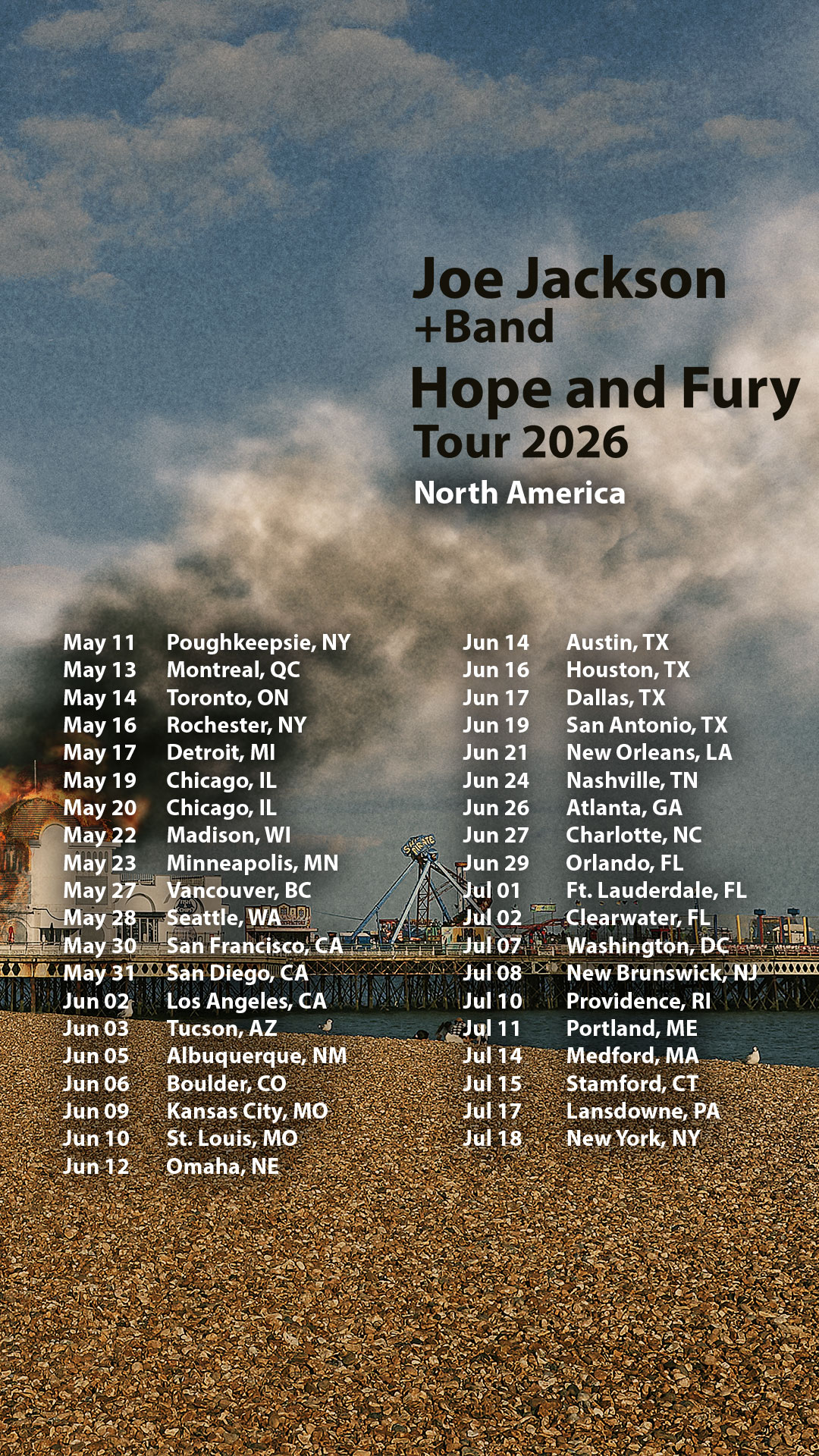 Joe Jackson Hope and Fury Tour Poster 2026